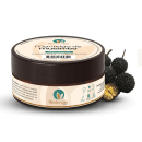 A imagem mostra a Manteiga de Mutamba da marca Oleoterapia Brasil. Ao lado, imagem de frutos de mutamba.