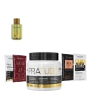 Kit com máscara Pra Tudo, reparador de pontas Argan e sachês, da marca Borabella.