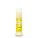 A imagem mostra um frasco amarelo e branco de condicionador da linha Fruit Therapy Vegan Melão. O frasco tem um design atraente, com cores vivas e informações detalhadas sobre benefícios, composição, além de certificações veganas e não testado em animais.