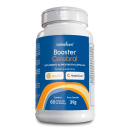 Suplemento alimentar em cápsulas "Booster Cerebral" da marca Linhahum. A embalagem é um frasco branco com um rótulo azul e laranja. O frasco possui 60 cápsulas de 650mg e pesa 39g no total.