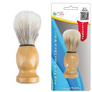 Pincel de barbear da marca NYBC Beauty. O pincel possui cerdas claras e macias, montadas em um cabo de madeira de cor clara.