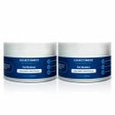 Dois potes brancos com rótulos azuis da marca Cicatribem, contendo "Gel Redutor" para reduzir medidas, celulite e flacidez. Cada pote possui 200g de produto.