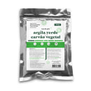 Embalagem de 100g de máscara detox com argila verde e carvão vegetal da marca Tom de Pele. Rótulo com informações sobre os benefícios e modo de uso do produto.