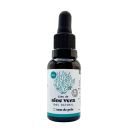 Frasco de óleo de aloe vera 100% natural da marca Tom de Pele, com rótulo em branco e verde, apresentando informações sobre o produto e seu conteúdo de 30ml.