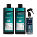Kit TRUSS Equilibrium Scalp + Frizz Zero, 3 produtos.