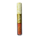 Tubo de gloss labial da marca Bitarra Beauty, com embalagem em tons de amarelo e laranja, apresentando um padrão floral.