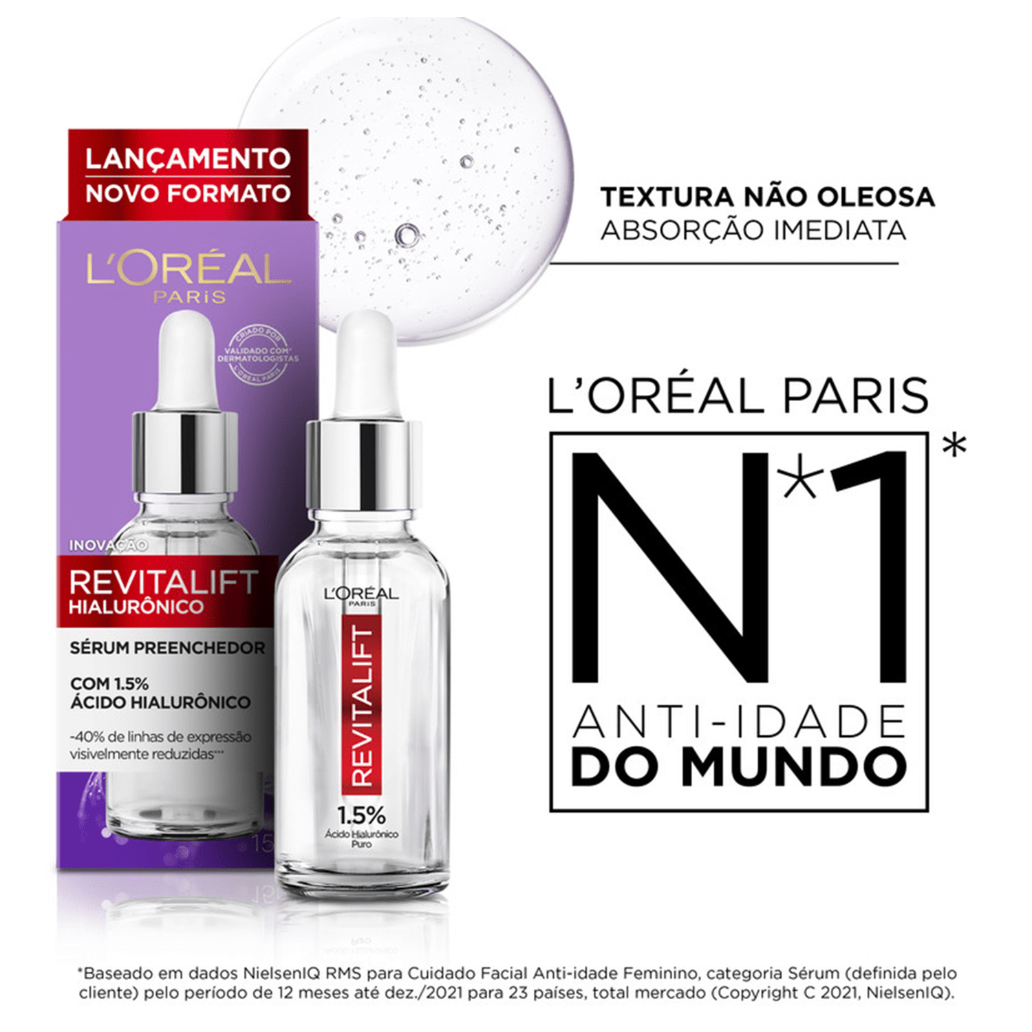 Loréal Paris Revitalift Hialurônico Sérum Preenchedor reduz rugas  Anti-idade, Redução das linhas de Expressão facial Lançamento