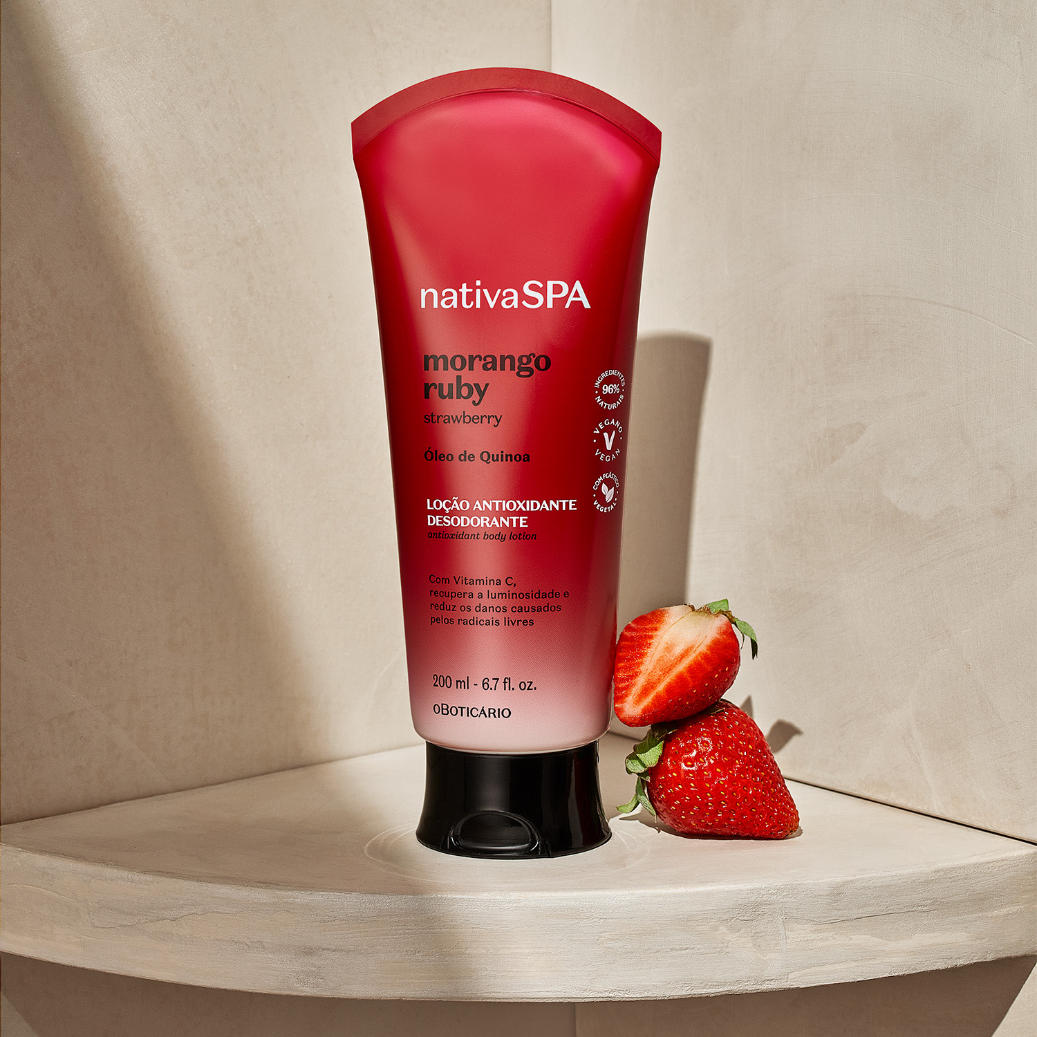 Loção Antioxidante Desodorante Corporal Nativa SPA Morango Ruby 200ml