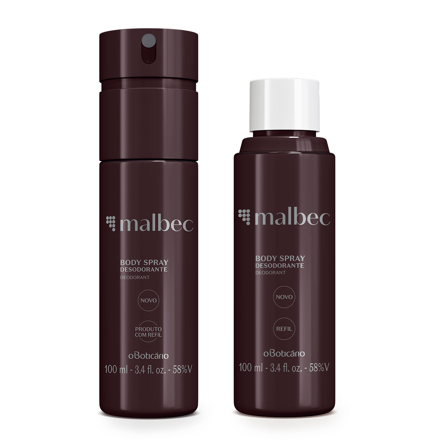 Combo Malbec: Body Spray Desodorante 100ml + Refil 100ml Combo Malbec: Body Spray Desodorante 100ml + Refil 100ml