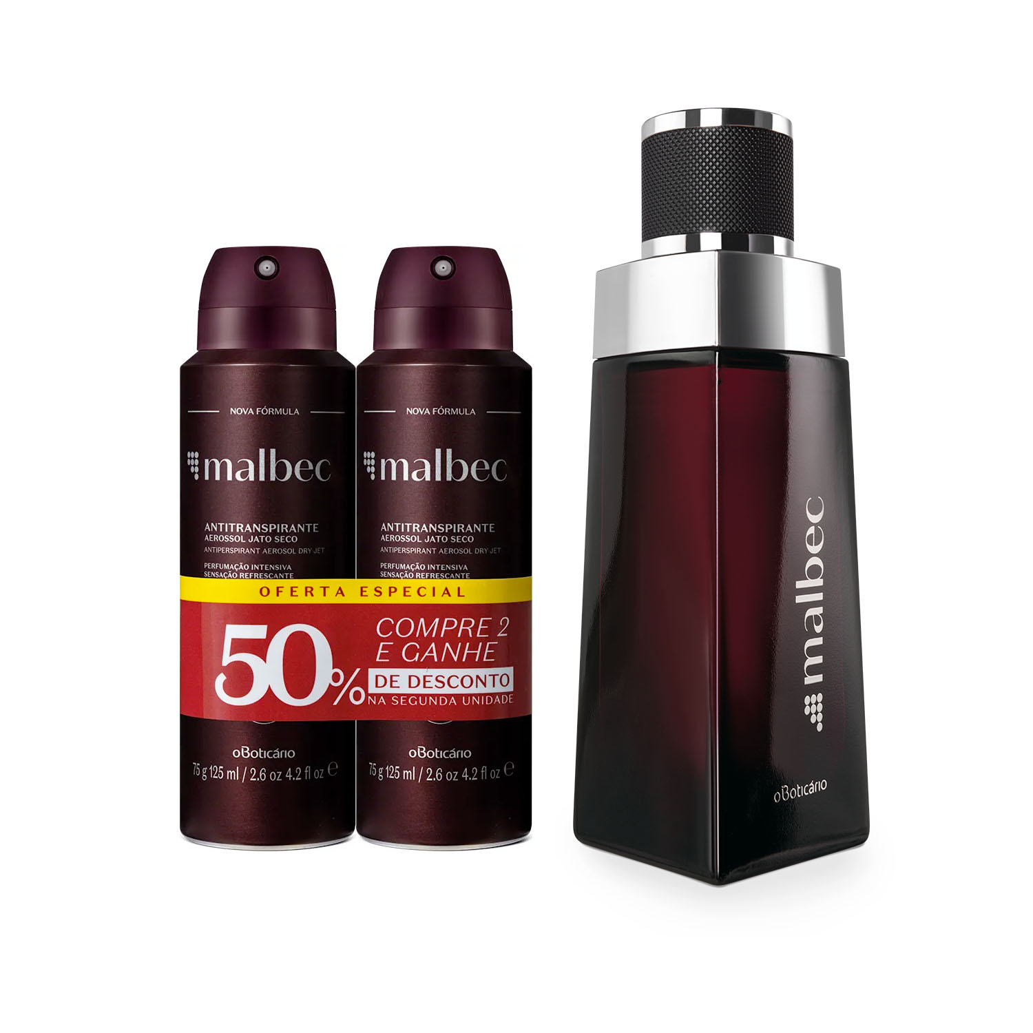 Combo Malbec: Desodorante Colônia 100ml + Desodorante Antitranspirante ...