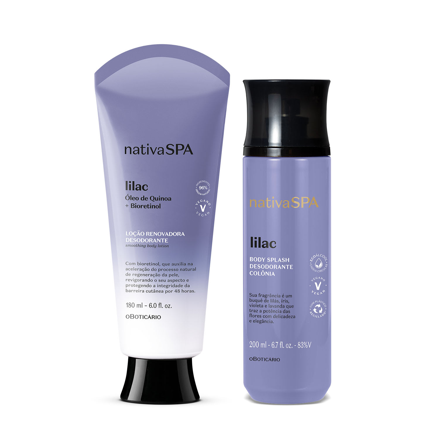Combo Básico Nativa Spa Lilac: Loção Corporal 180ml + Body Splash 200ml Combo Básico Nativa Spa Lilac: Loção Corporal 180ml + Body Splash 200ml