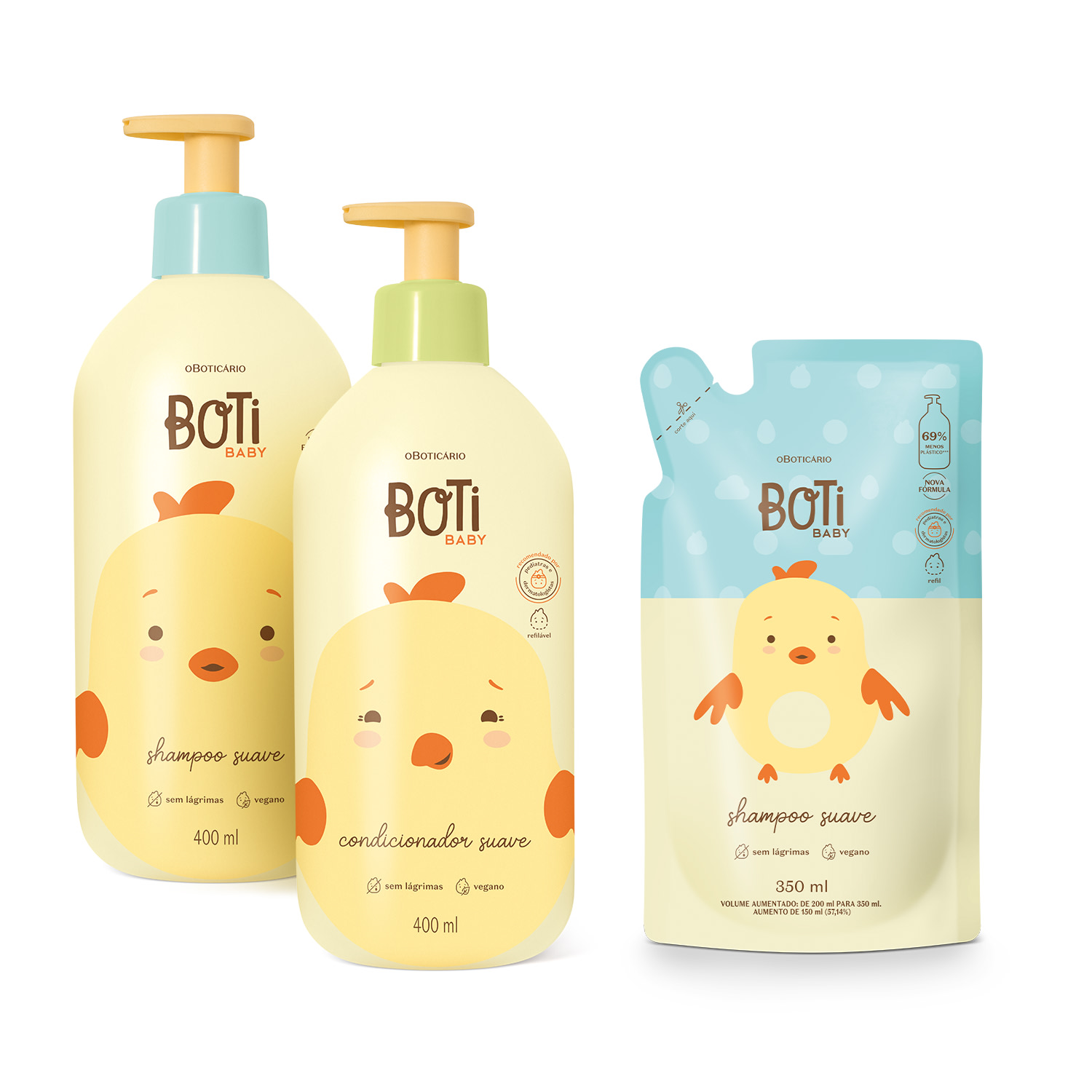 Combo Boti Baby: Shampoo Suave 400ml + Condicionador Suave 400ml + Refil Shampoo 350ml Combo Boti Baby: Shampoo Suave 400ml + Condicionador Suave 400ml + Refil Shampoo 350ml