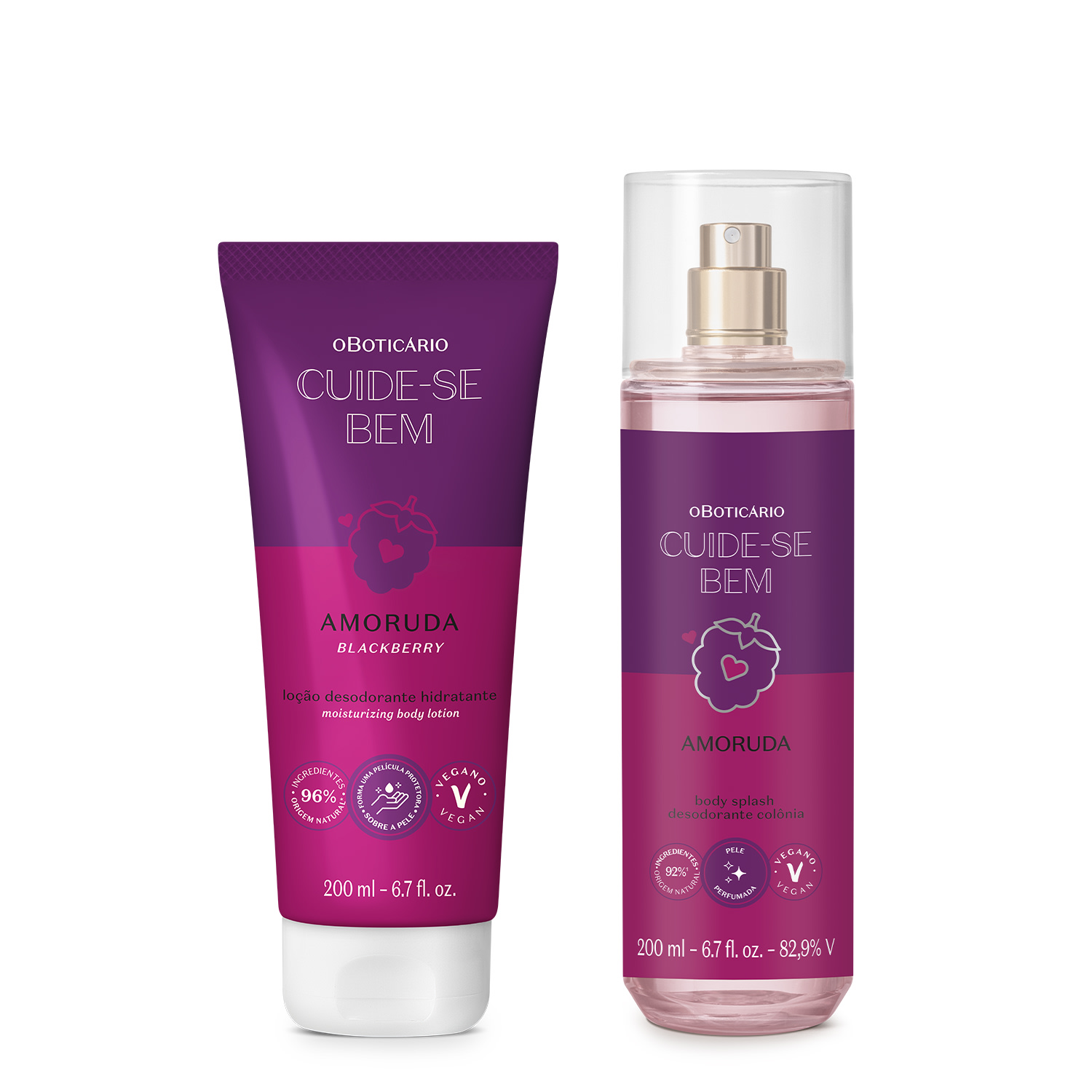 Combo Cuide - se Bem Amoruda: Body Splash 200ml + Loção Corporal 200ml Combo Cuide - se Bem Amoruda: Body Splash 200ml + Loção Corporal 200ml