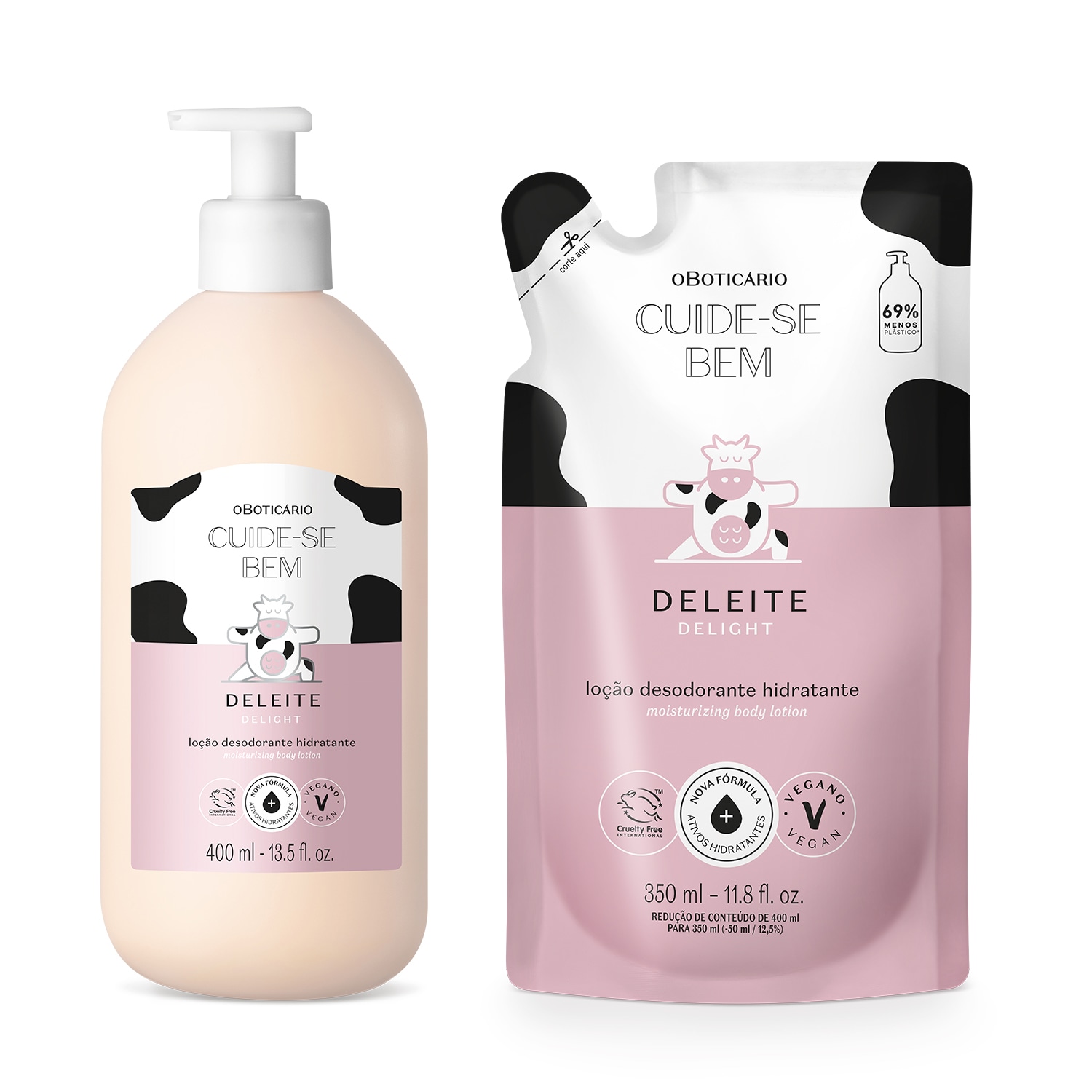 Combo Cuide - se Bem Deleite: Loção Corporal 400ml + Refil 350ml Combo Cuide - se Bem Deleite: Loção Corporal 400ml + Refil 350ml