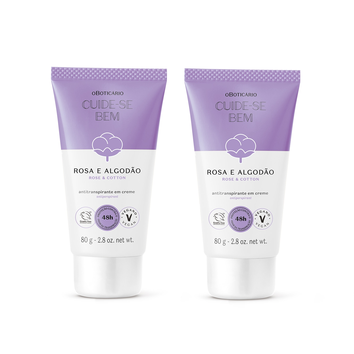 Combo Antitranspirante em Creme Cuide - se Bem Rosa e Algodão 80g (2 itens) Combo Antitranspirante em Creme Cuide - se Bem Rosa e Algodão 80g (2 itens)