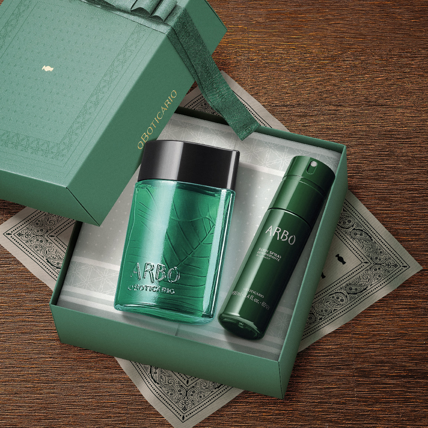 Combo Presente Arbo: Desodorante Colônia 100ml + Body Spray 100ml + Caixa Presenteável