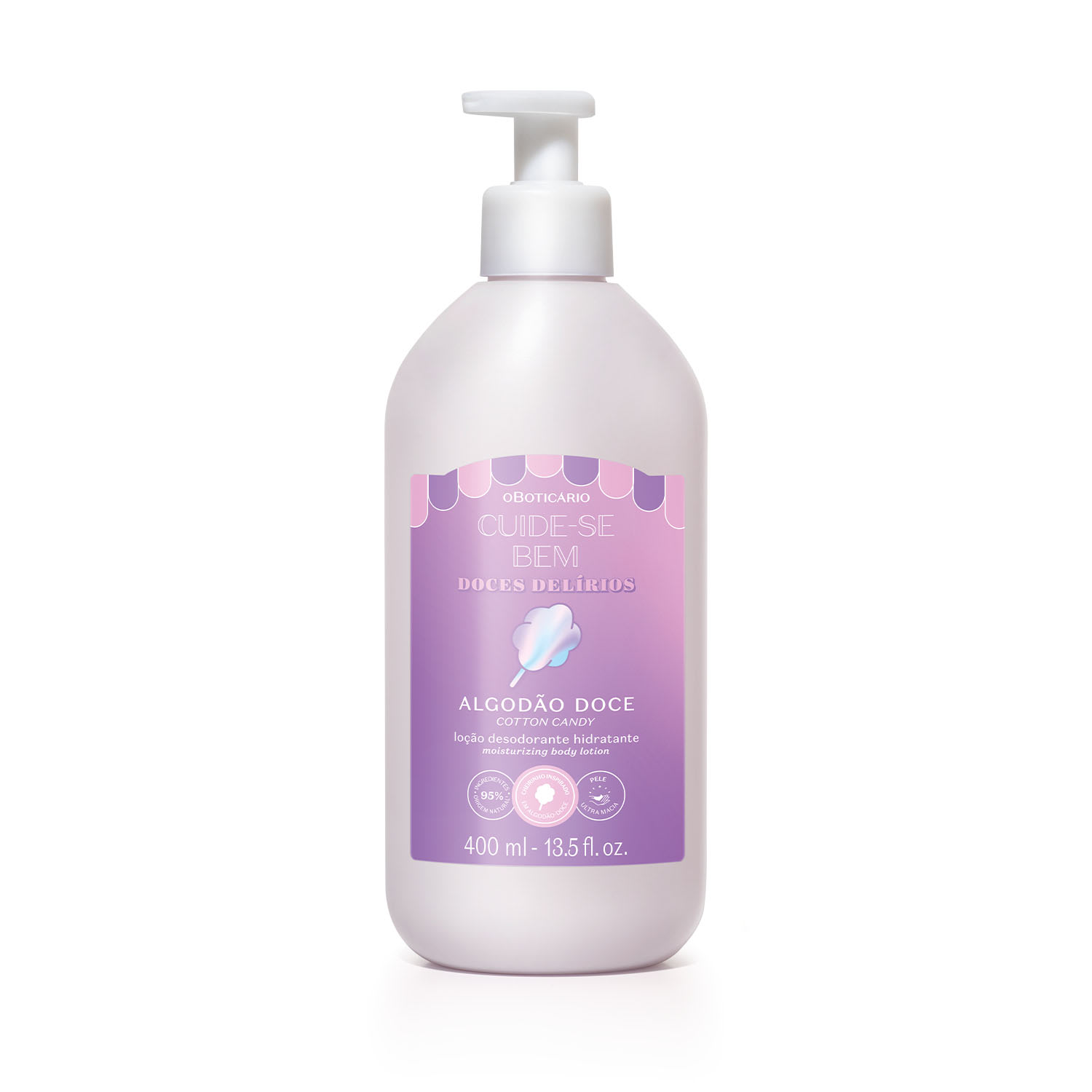 Combo Cuide-se Bem Doces Delírios Algodão Doce: Body Splash 200ml + Loção Corporal 400ml
