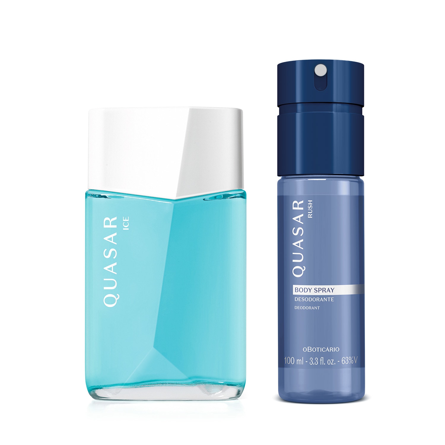 Combo Quasar: Ice Desodorante 100ml + Body Spray Rush 100ml