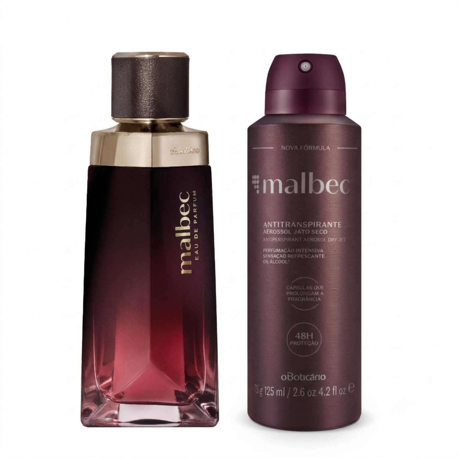 Combo Malbec: Eau De Parfum 90ml + Desodorante Aerossol 75g/125ml Combo Malbec: Eau De Parfum 90ml + Desodorante Aerossol 75g/125ml