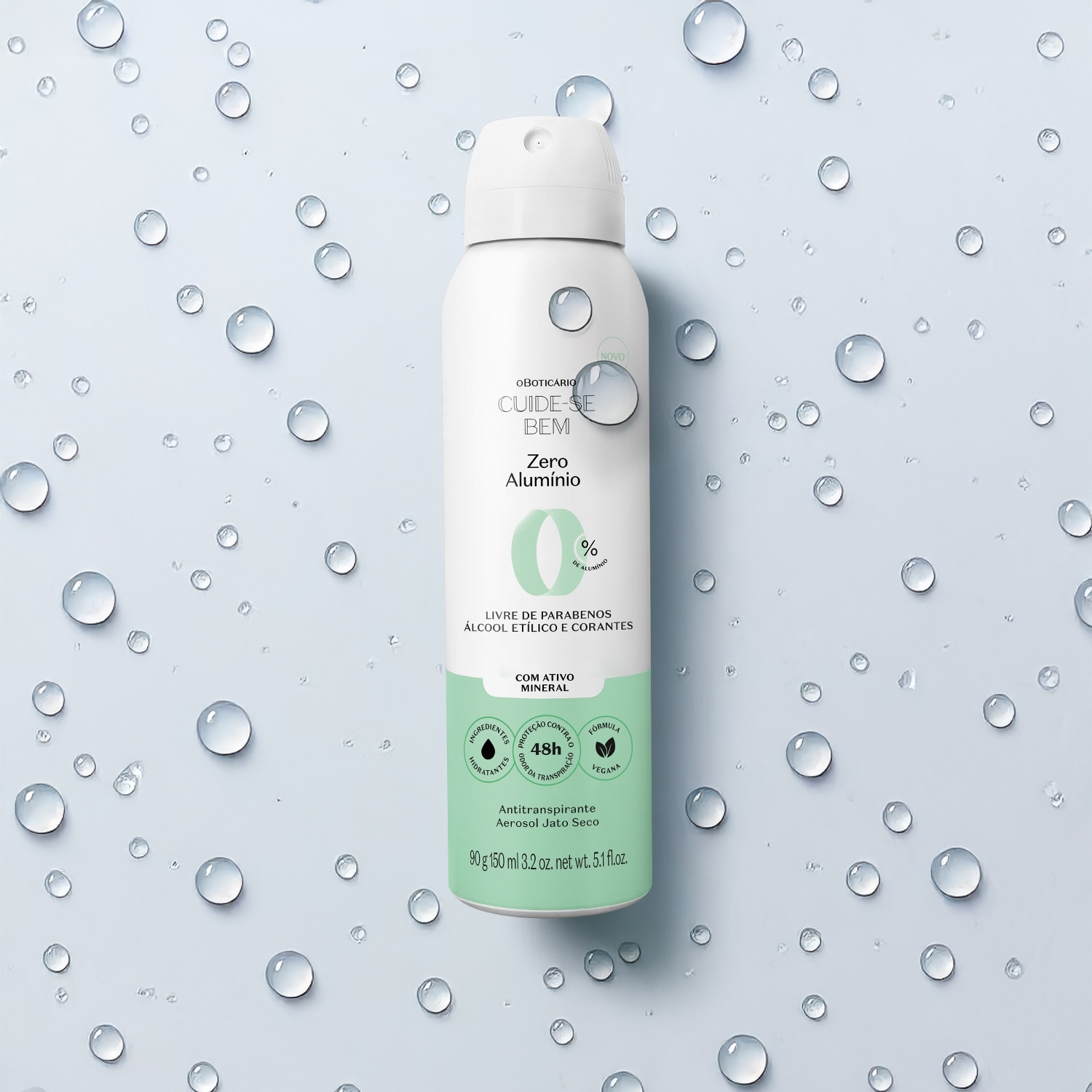 Antitranspirante Aerosol Jato Seco Cuide-se Bem Zero Alumínio 90g/150ml