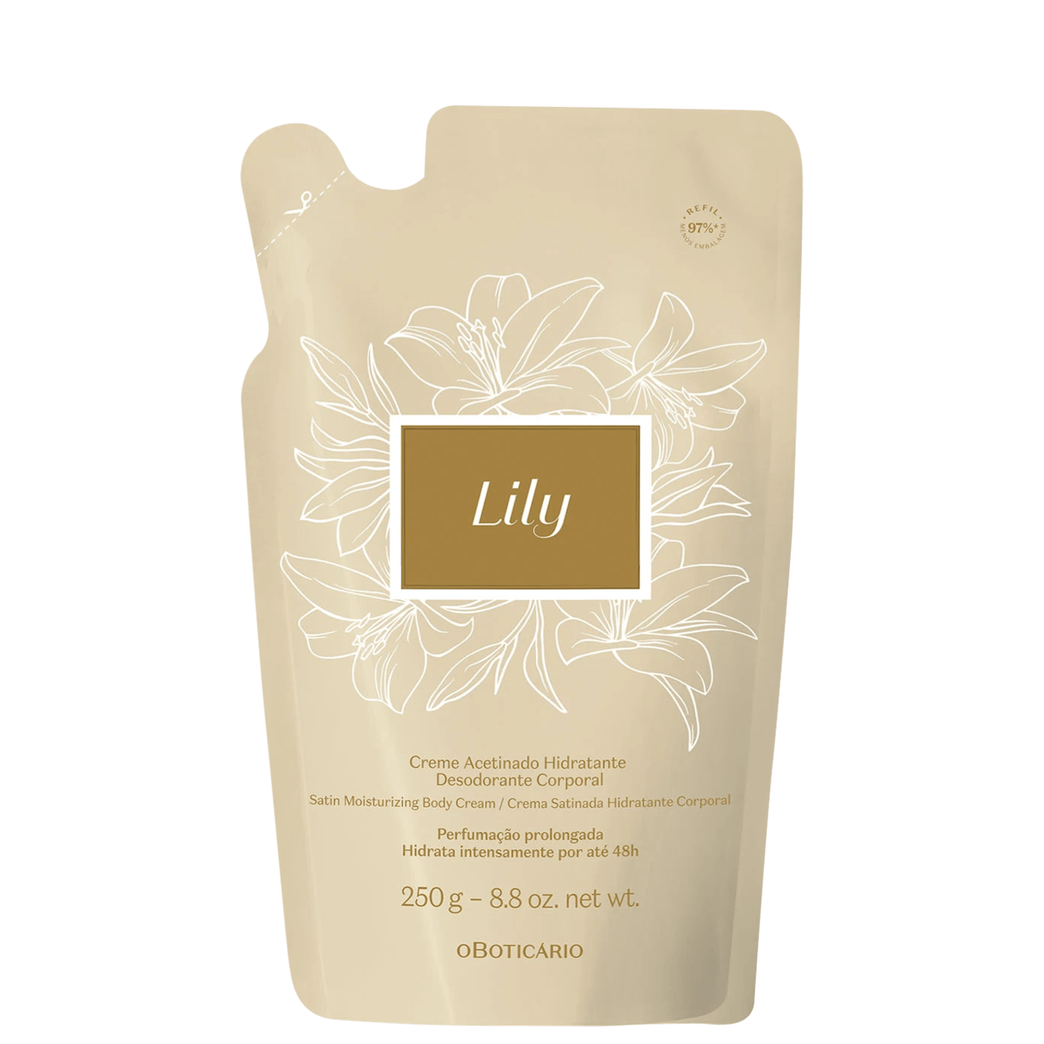 o Boticário Lily Refil - Creme Acetinado Hidratante Desodorante Corporal 250g o Boticário Lily Refil - Creme Acetinado Hidratante Desodorante Corporal 250g