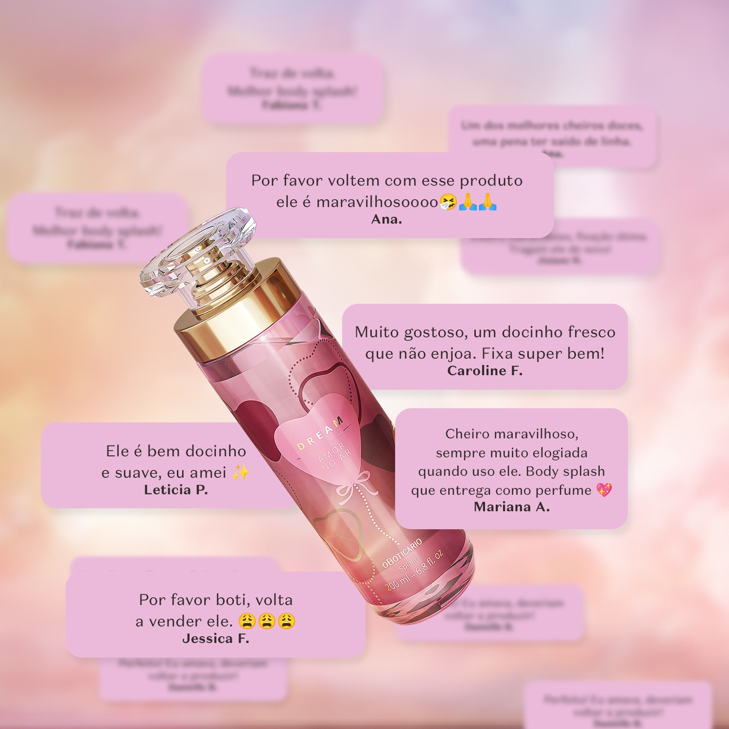 Body Splash Desodorante Colônia Dream Amor No Ar 200ml