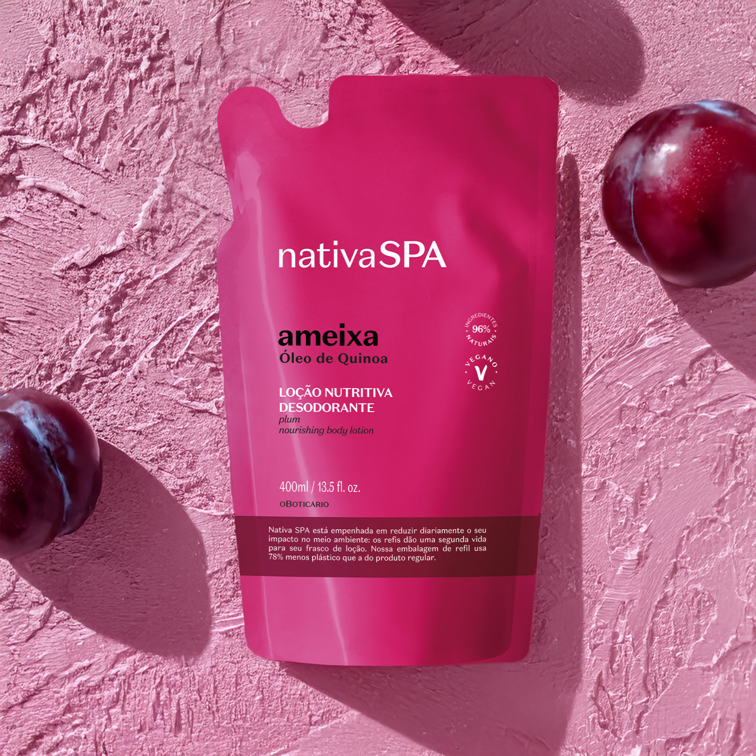 Refil Loção Desodorante Hidratante Corporal Nativa SPA Ameixa 400ml