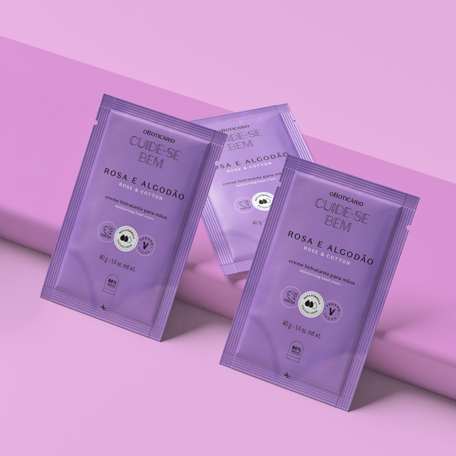 Refil Creme Hidratante para Mãos Cuide-se Bem Rosa e Algodão 40g