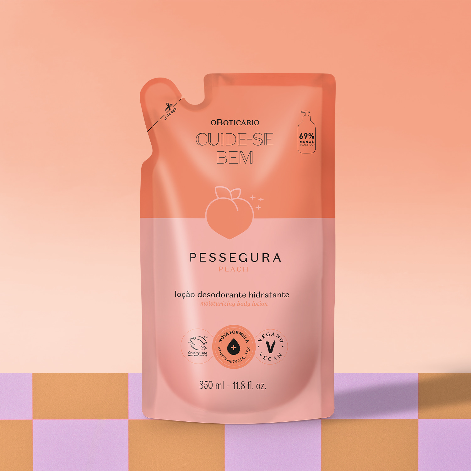 Refil Loção Desodorante Hidratante Cuide-se Bem Pessegura 350ml