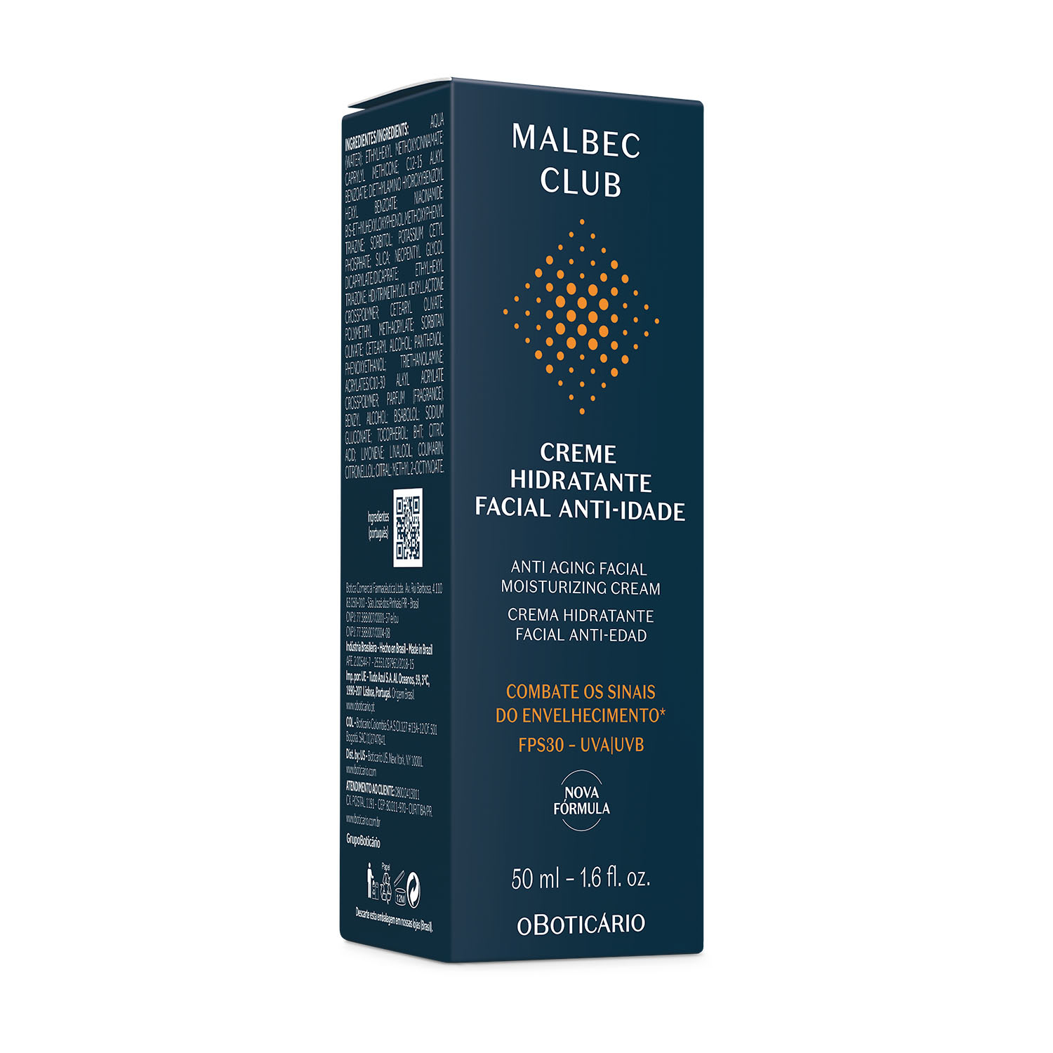 Creme Hidratante Facial Anti-Idade Malbec Club 50ml