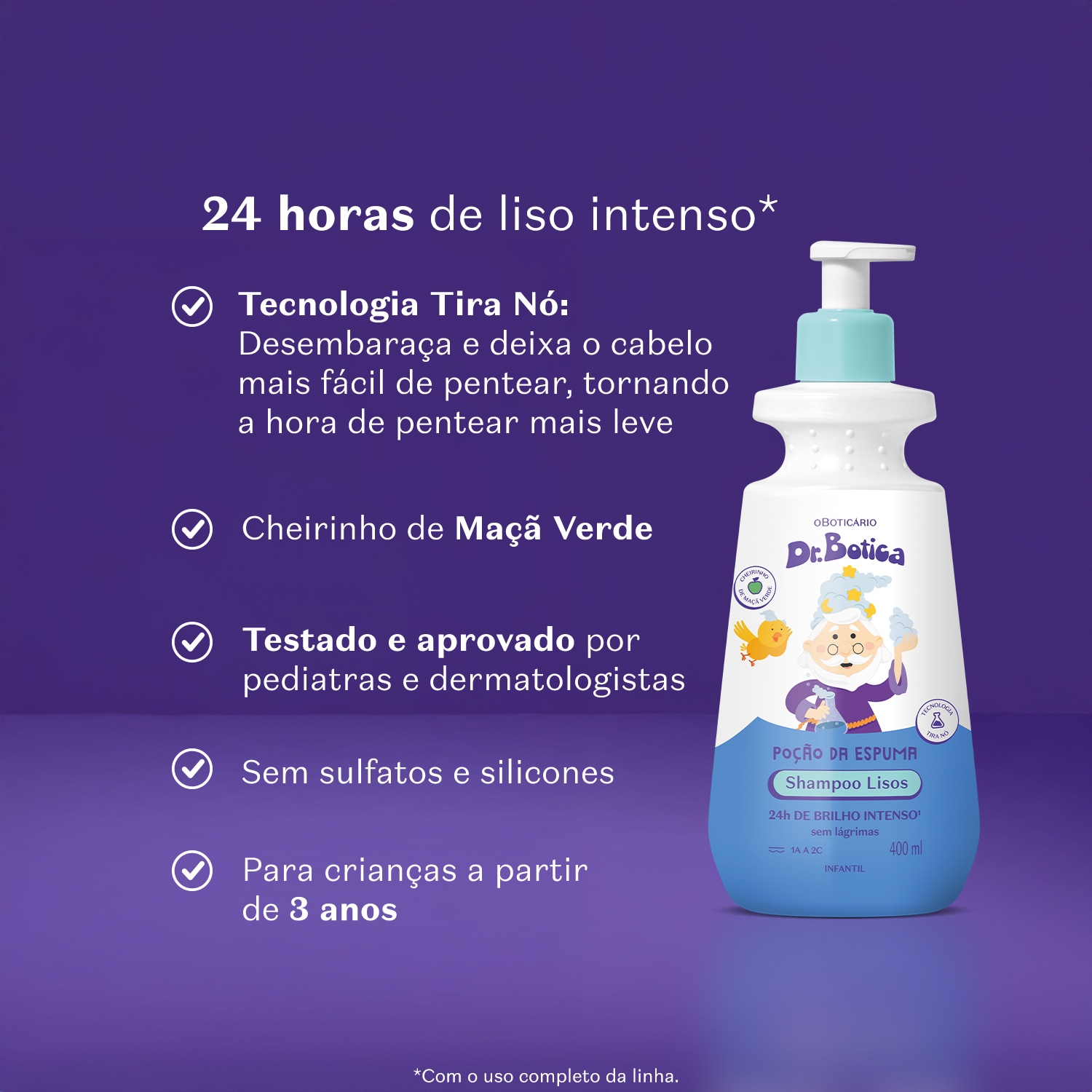 Shampoo Infantil Cabelos Lisos 1A à 2C Dr.Botica Poção da Espuma 400ml