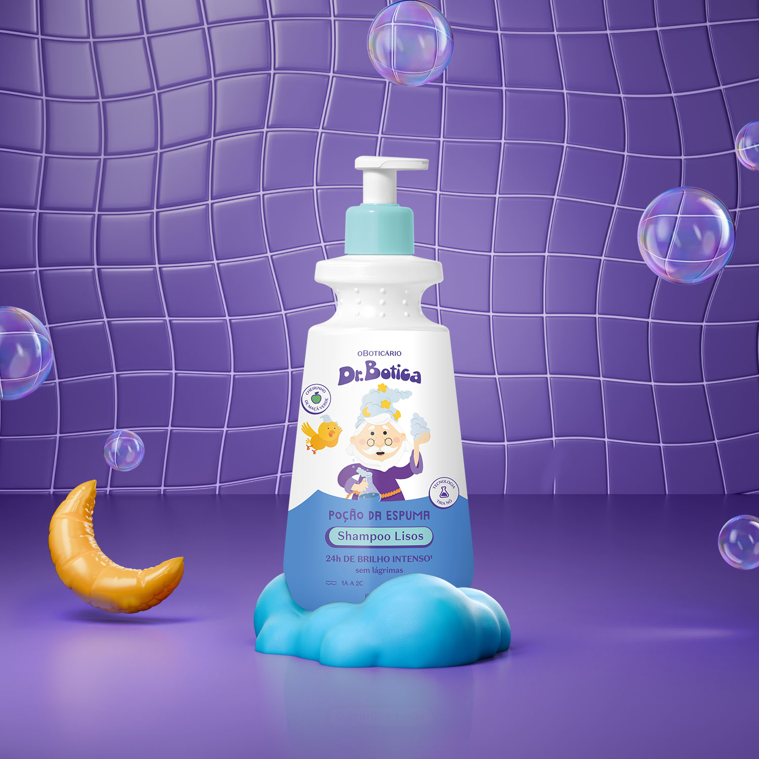 Shampoo Infantil Cabelos Lisos 1A à 2C Dr.Botica Poção da Espuma 400ml