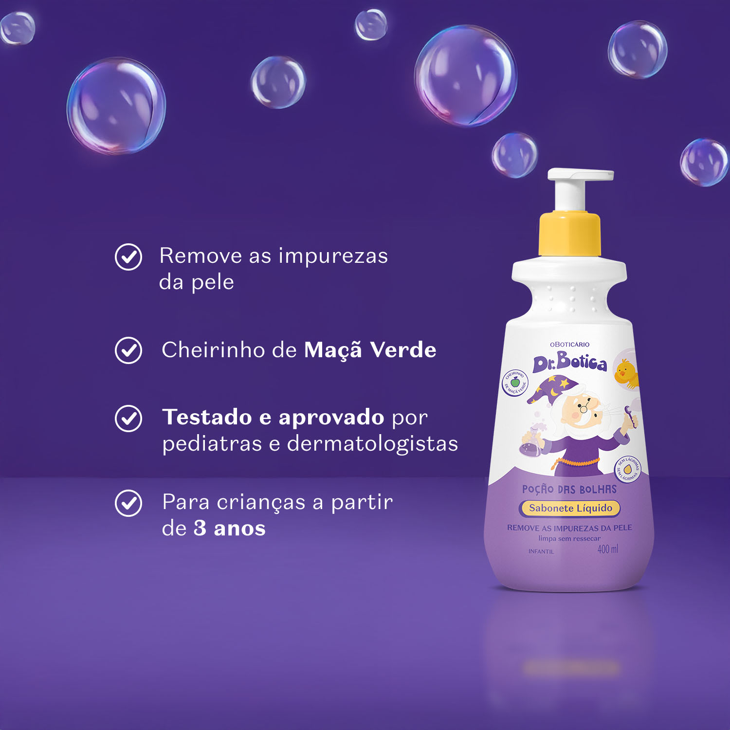 Sabonete Líquido Infantil Dr. Botica Poção das Bolhas 400ml