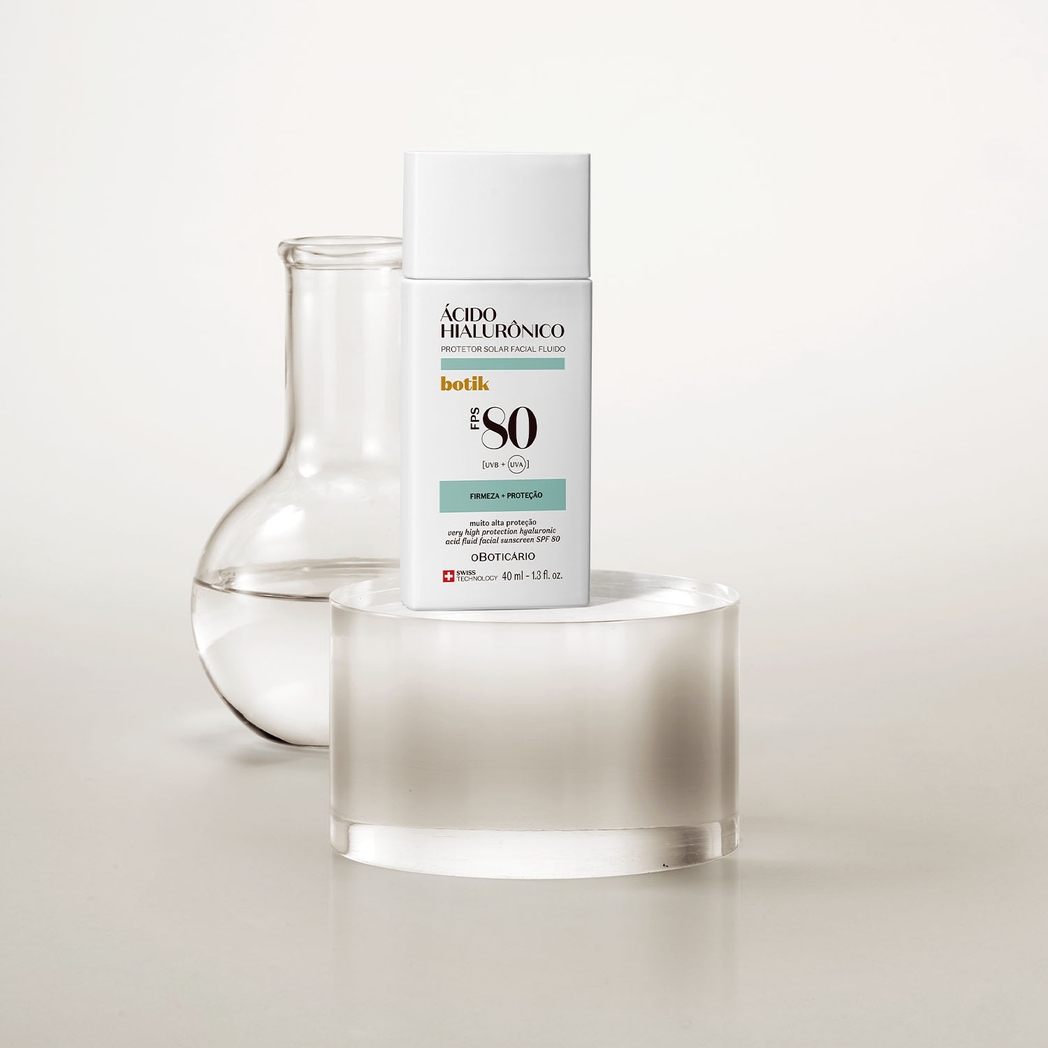 Protetor Solar Facial Fluido FPS 80 Botik Ácido Hialurônico 40ml