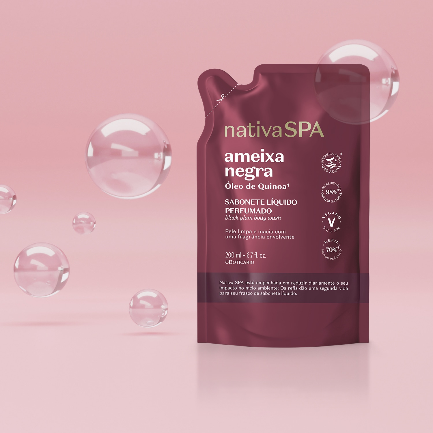 Refil Sabonete Líquido Perfumado Nativa Spa Ameixa Negra 200ml