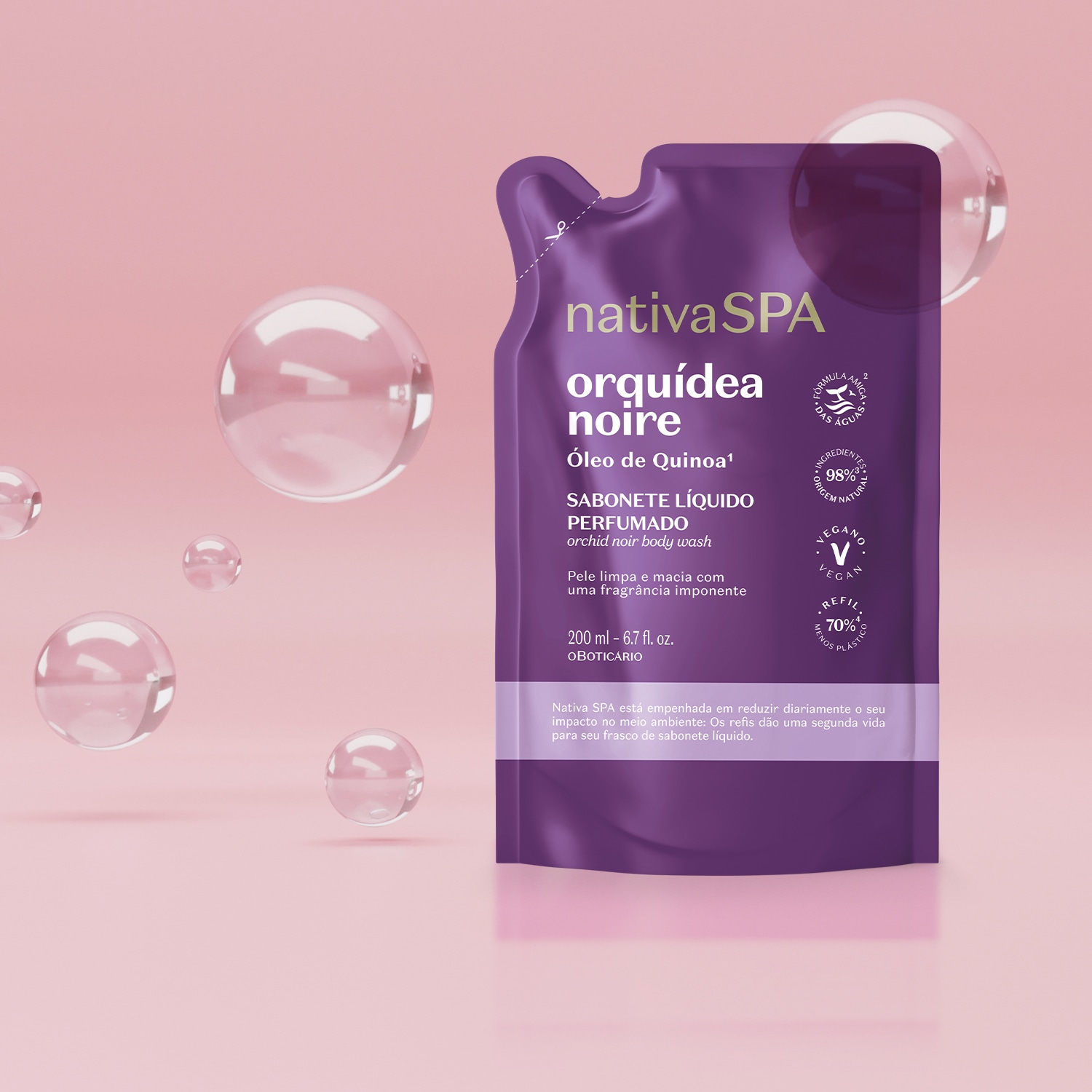 Refil Sabonete Líquido Perfumado Nativa Spa Orquídea Noire 200ml