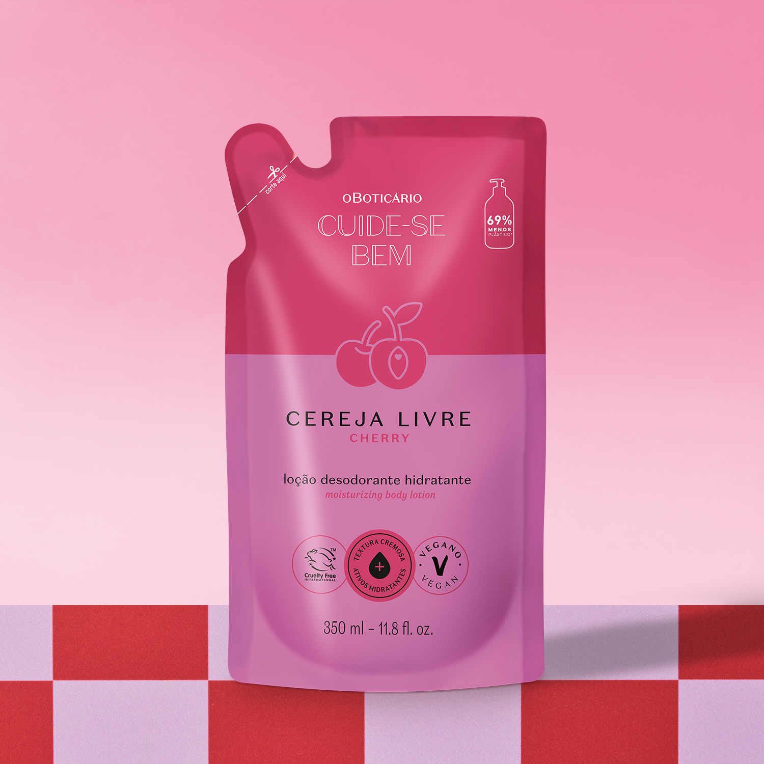 Refil Loção Hidratante Desodorante Corporal Cuide-se Bem Cereja Livre 350ml