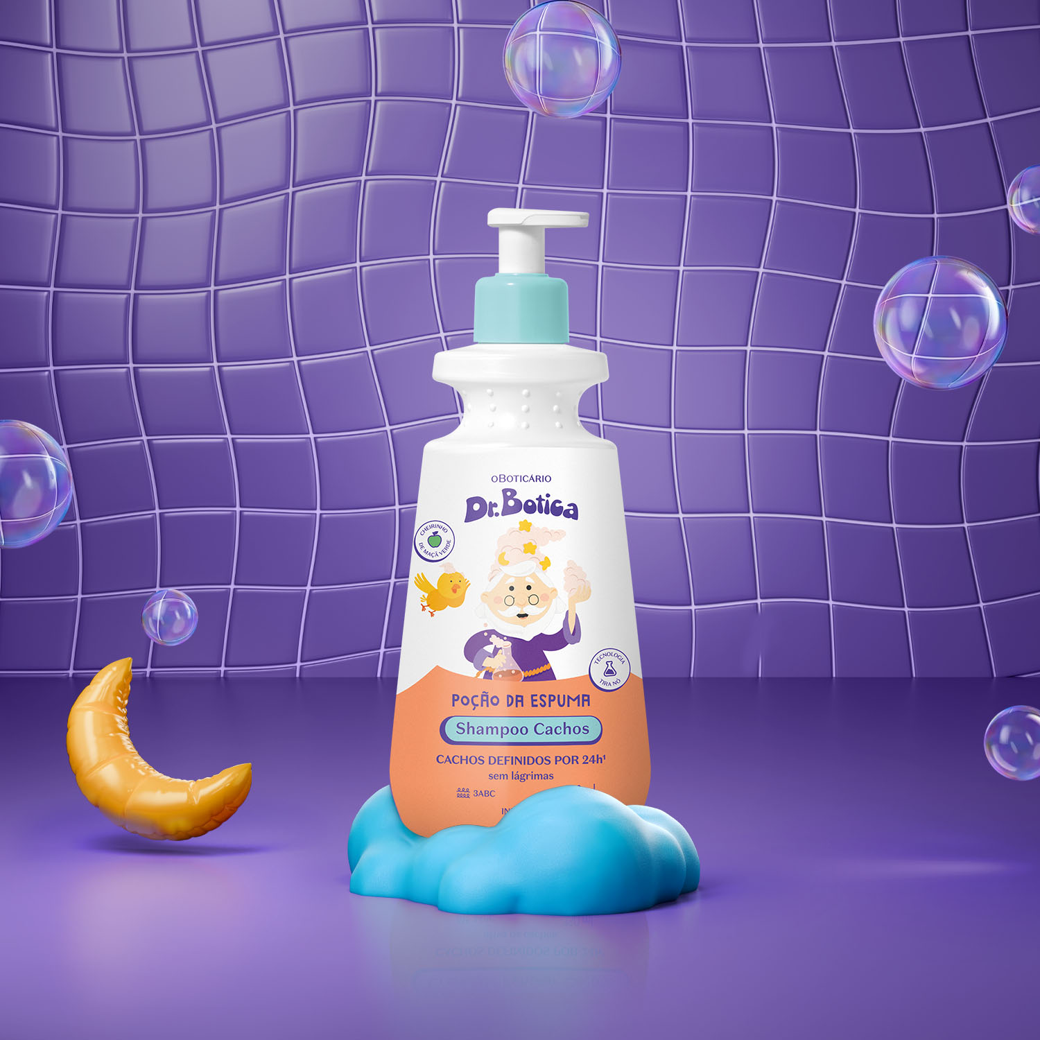 Shampoo Infantil Cabelos Cacheados 3 ABC Dr.Botica Poção da Espuma 400ml