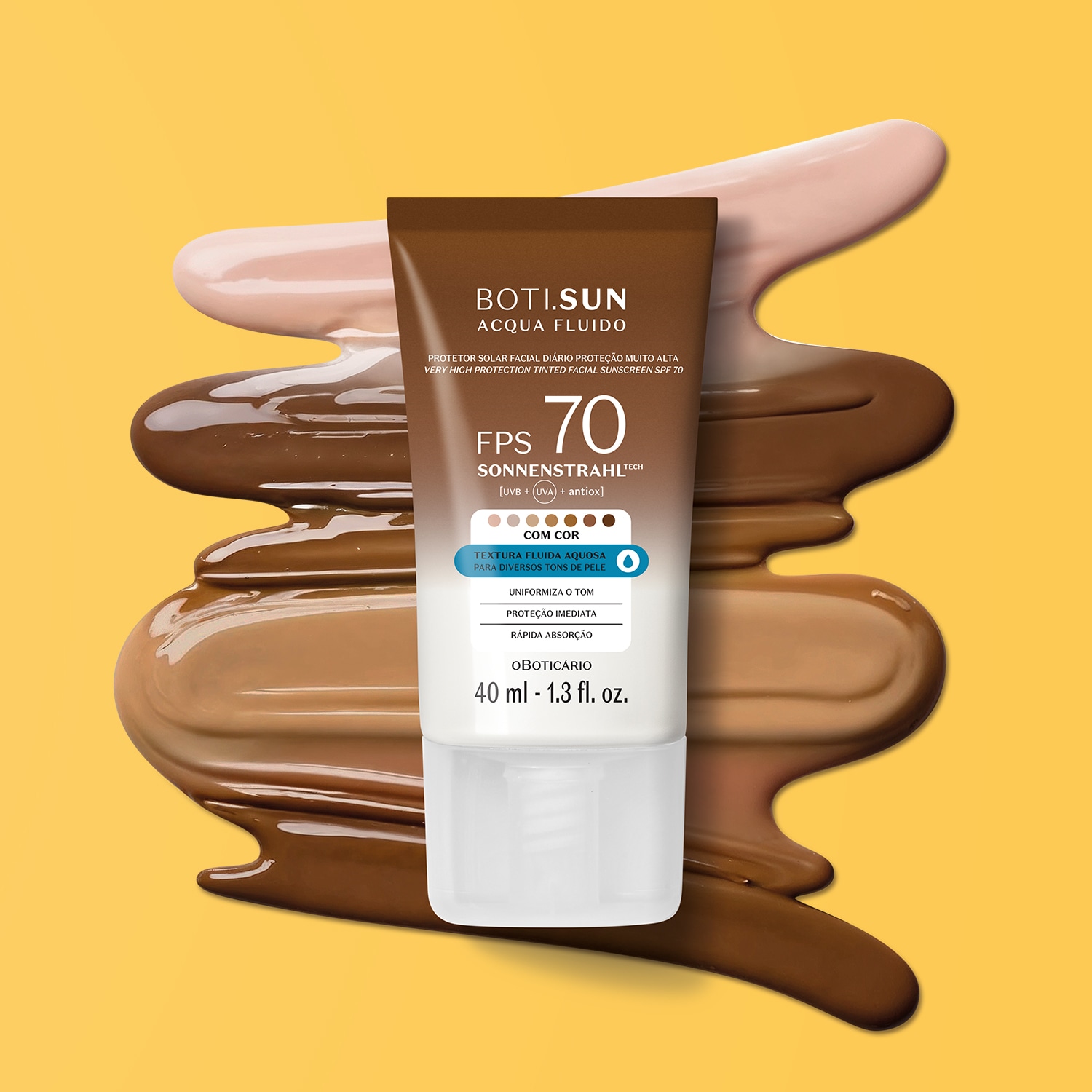 Protetor Solar Facial Com Cor FPS70 Boti.Sun 5.0 40ml