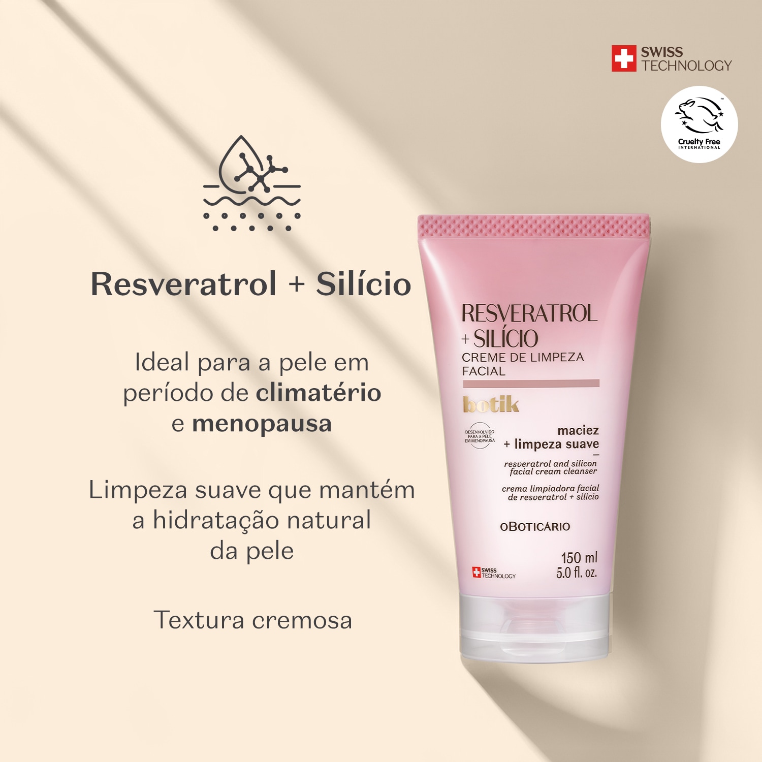 Creme de Limpeza Facial Botik Resveratrol E Silício 150ml