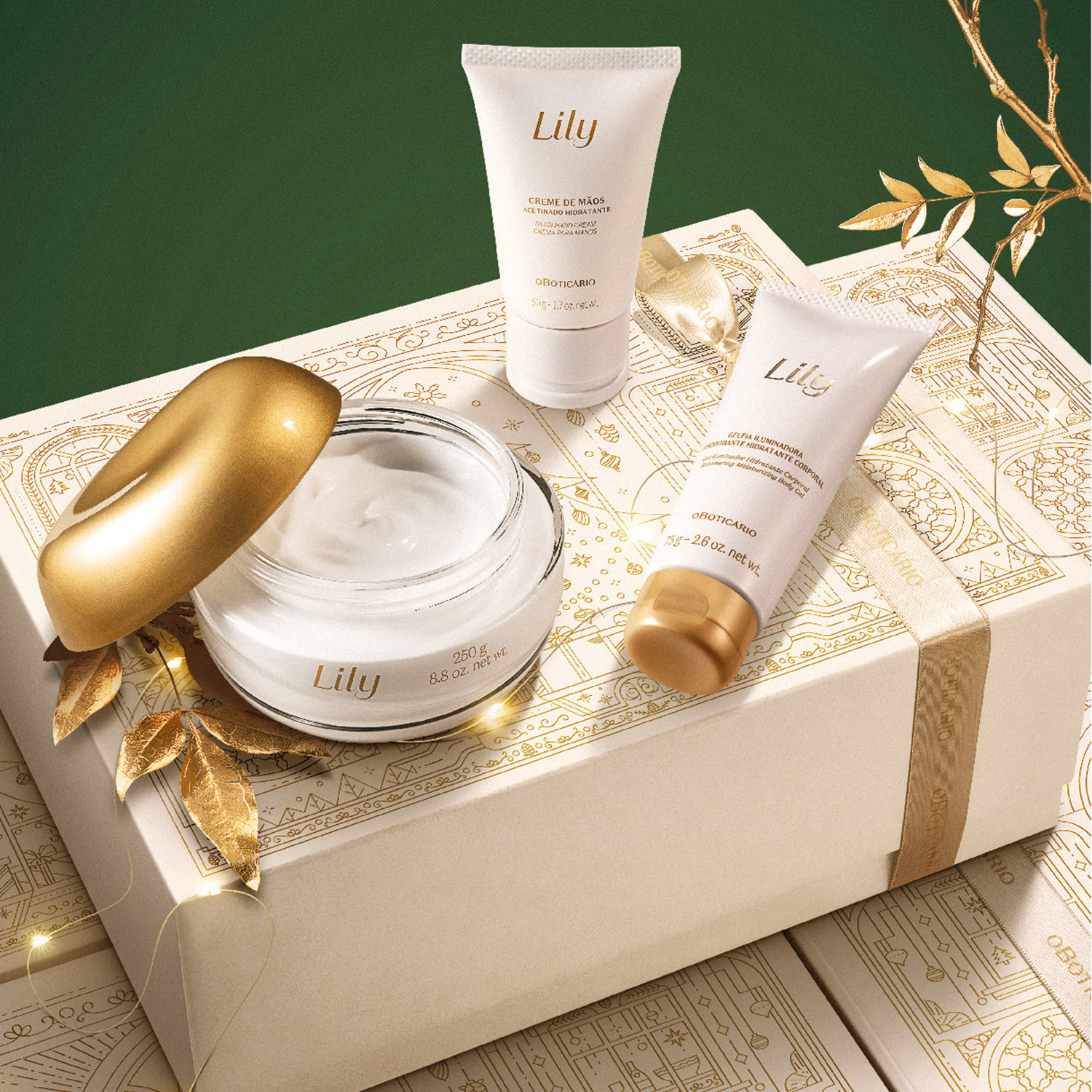 Kit Presente Natal Lily Acetinados (3 itens)
