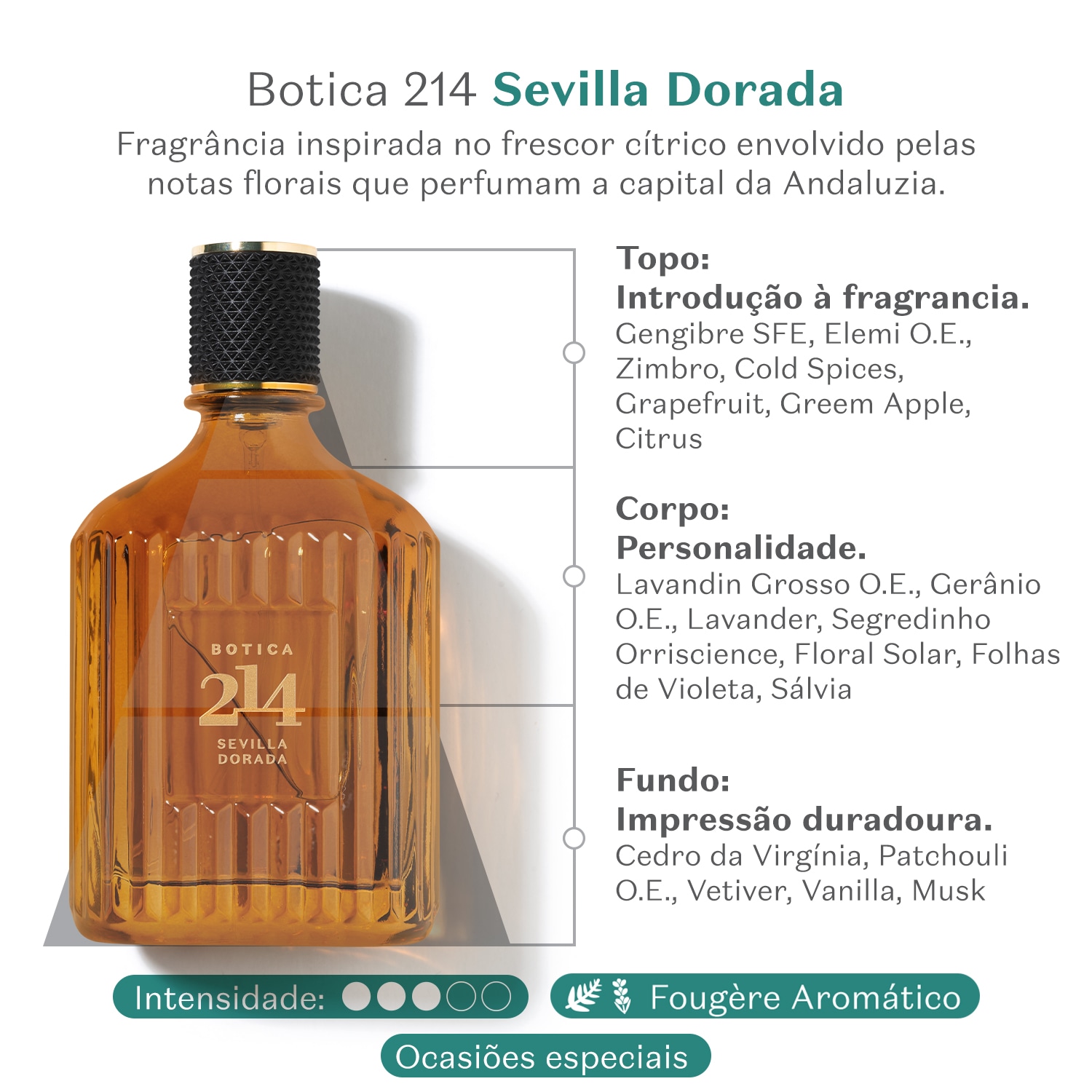 Botica 214 Sevilla Dorada Eau de Parfum Fougére Aromático 90ml