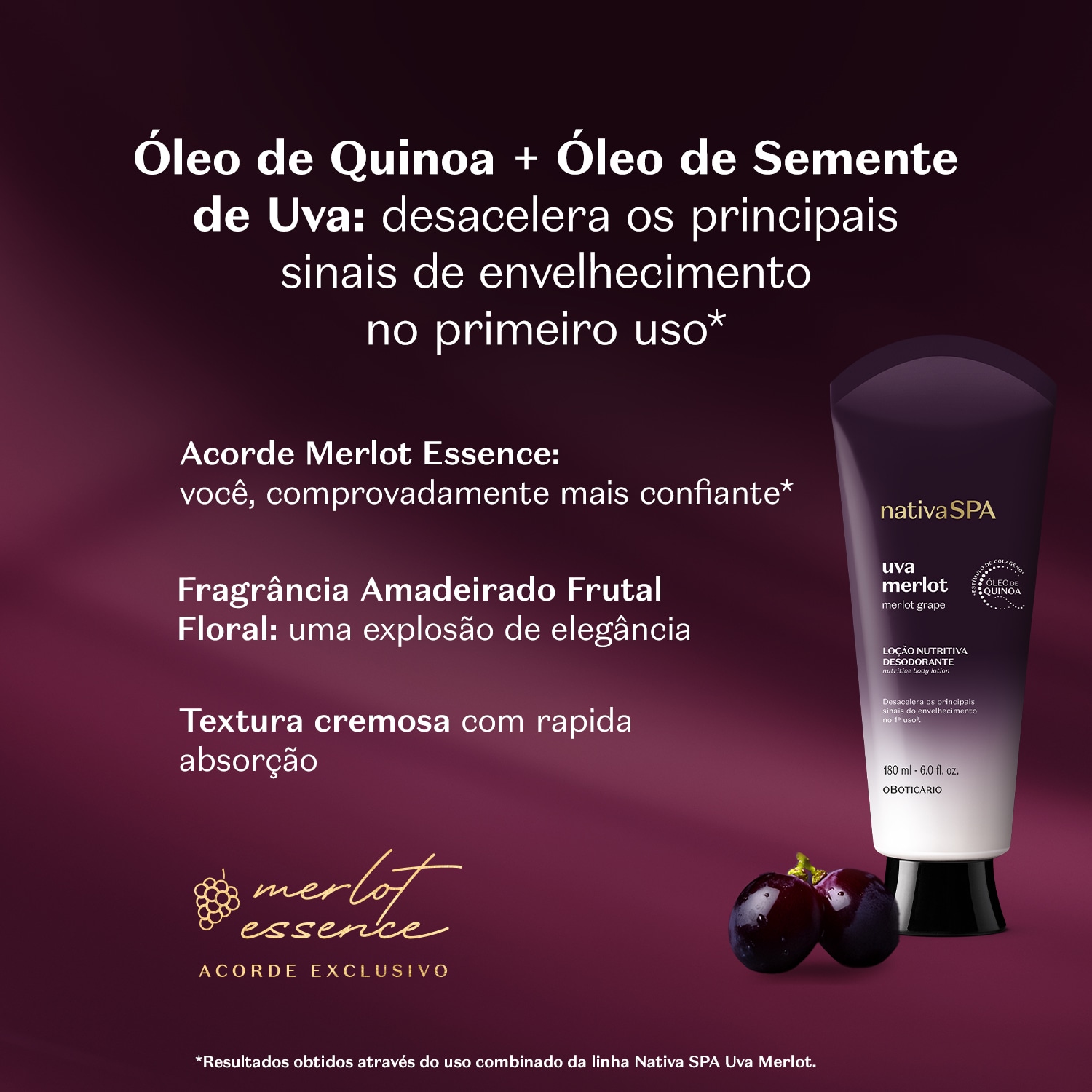 Loção Nutritiva Desodorante Nativa Spa Uva Merlot 180ml