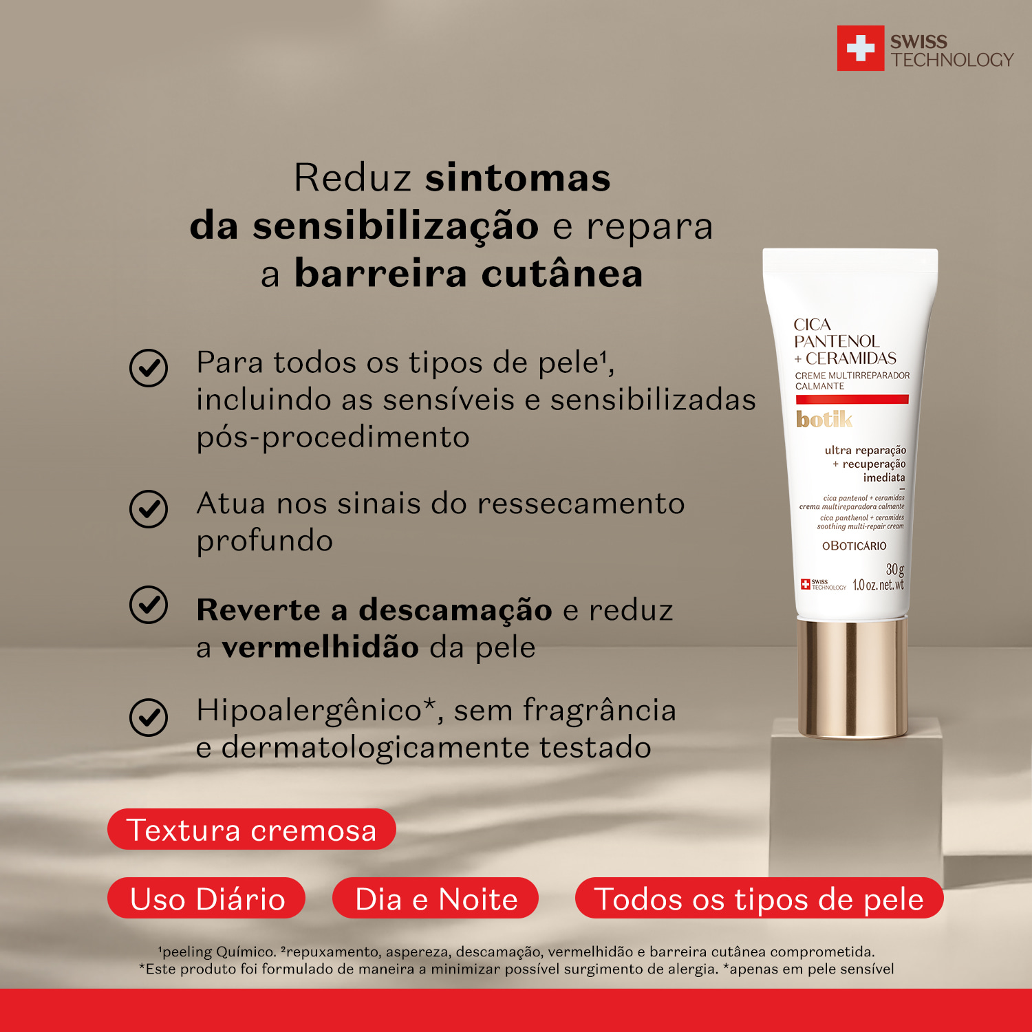 Creme Facial Multirreparador Calmante Botik Cica Pantenol E Ceramidas 30g
