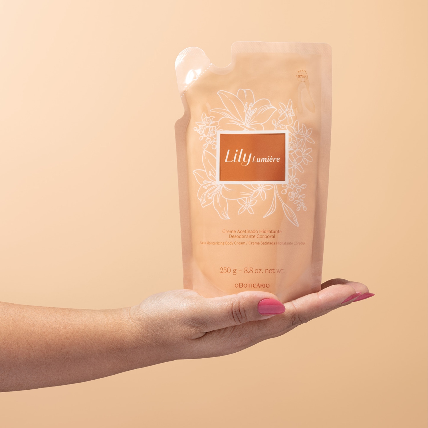 Refil Creme Acetinado Hidratante Desodorante Corporal Lily Lumière 250g