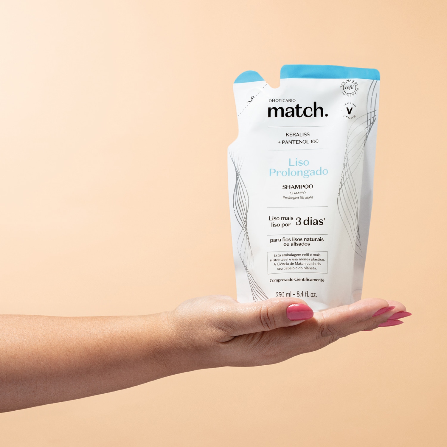 Refil Shampoo Match Liso Prolongado 250ml