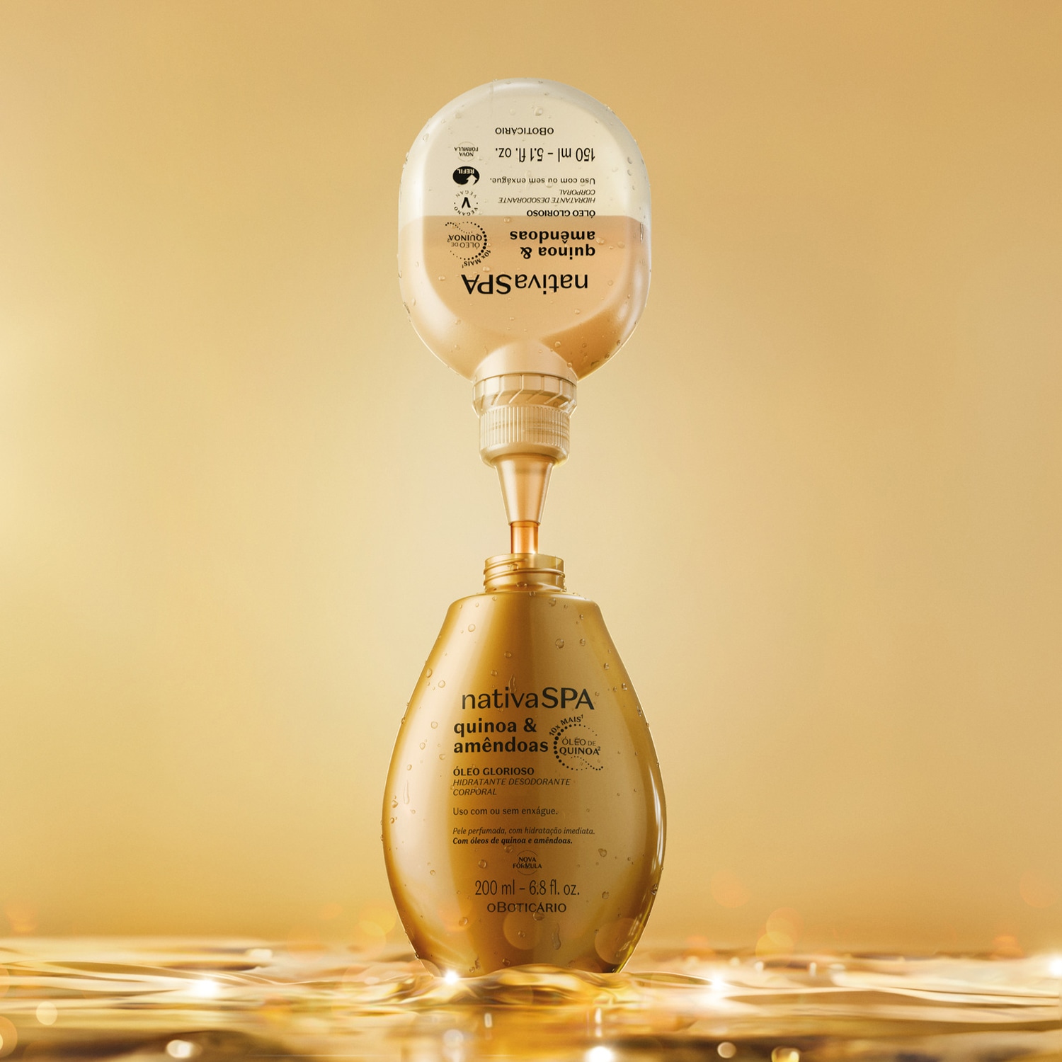 Refil Óleo Glorioso Hidratante Desodorante Corporal Nativa Spa Quinoa E Amêndoas 150ml