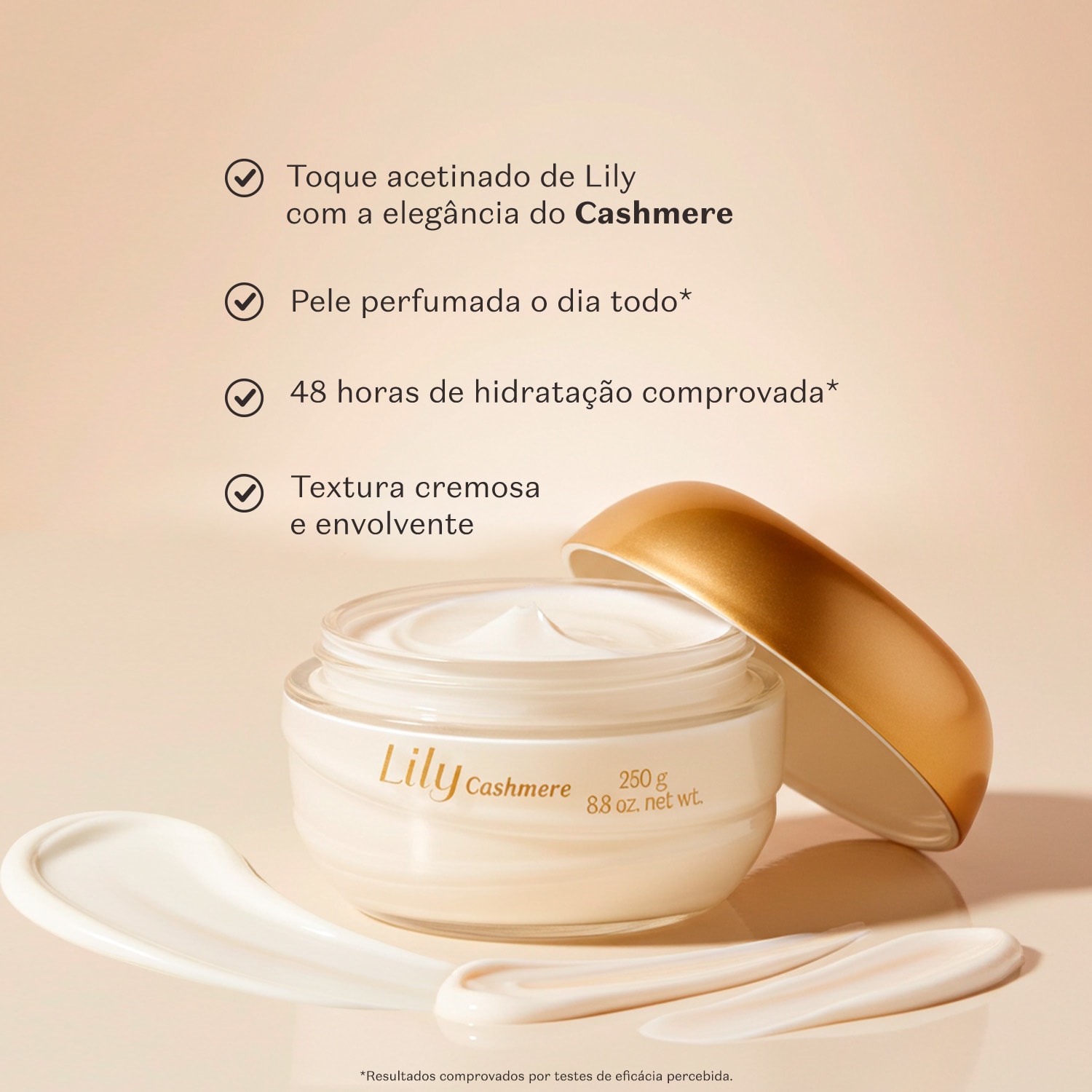 Creme Acetinado Hidratante Desodorante Corporal Lily Cashmere 250g
