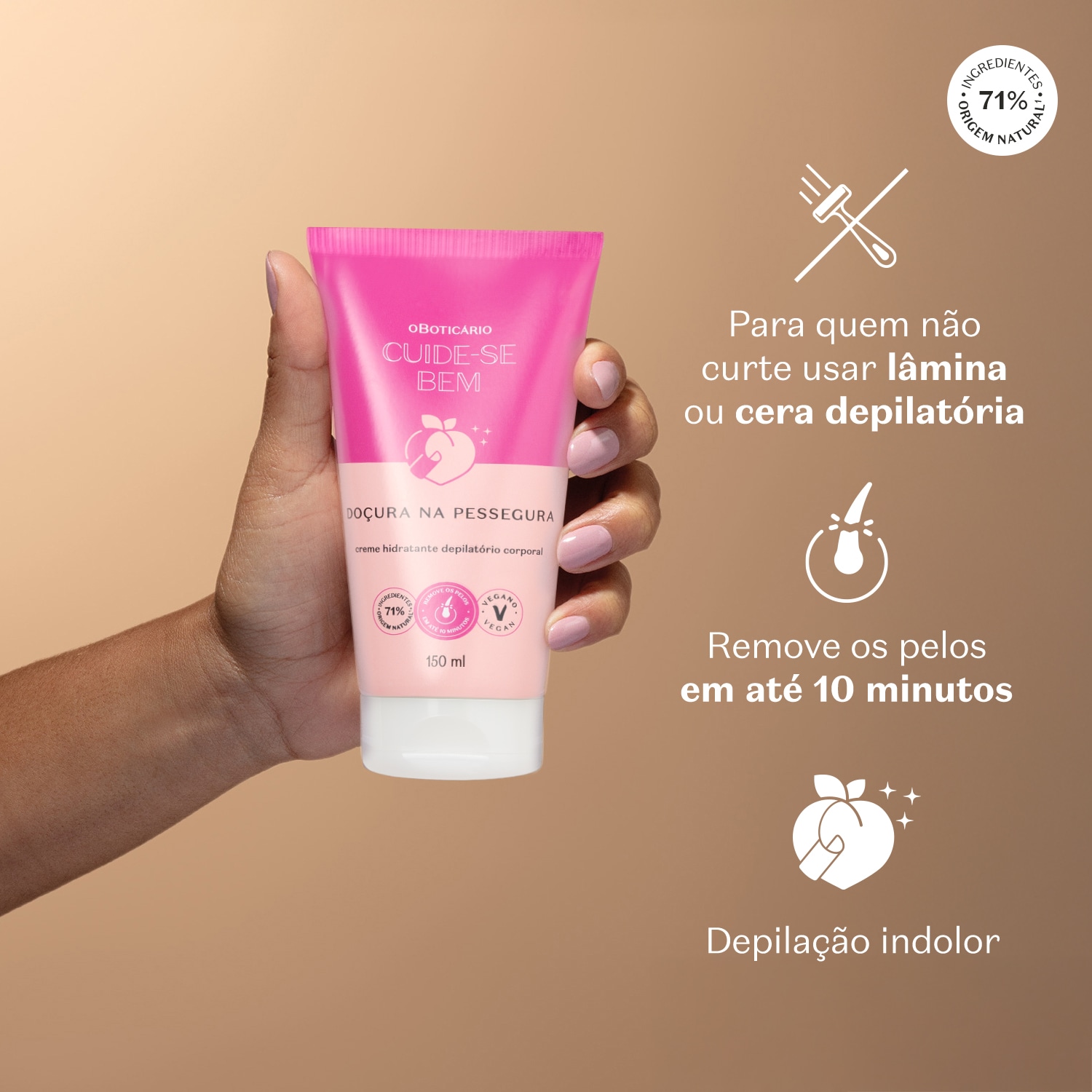 Creme Hidratante Depilatório Corporal Cuide-se Bem Doçura na Pessegura 150ml