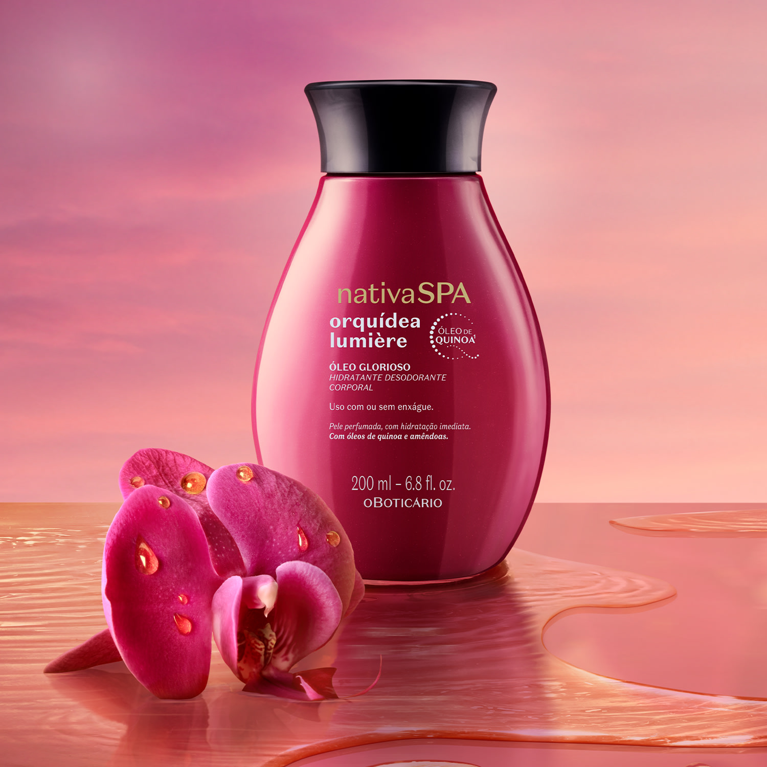 Óleo Glorioso Hidratante Desodorante Corporal Nativa SPA Orquídea Lumière 200ml